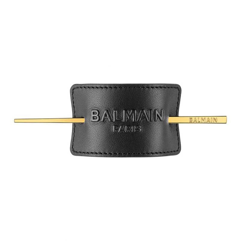 Balmain Hair Barrette Leather Black