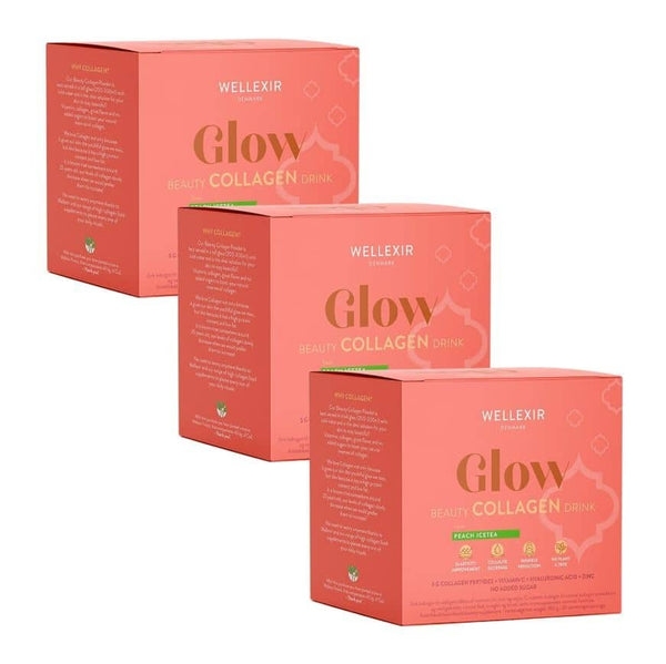 Wellexir Glow Beauty Drink Peach Ice Tea 30 Box x3