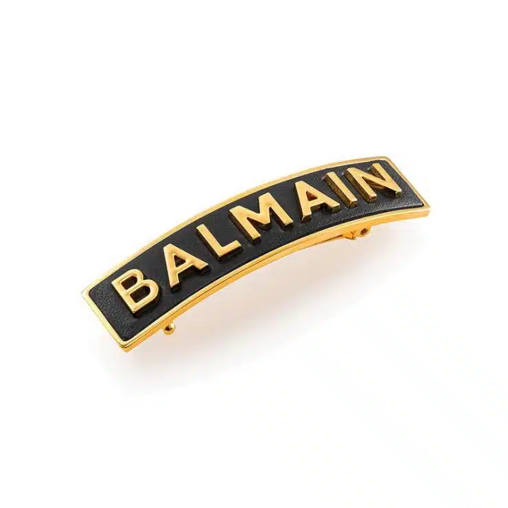 balmain gold plated logo barrette
