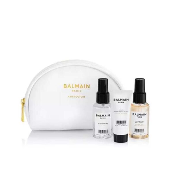 balmain white cosmetic styling bag