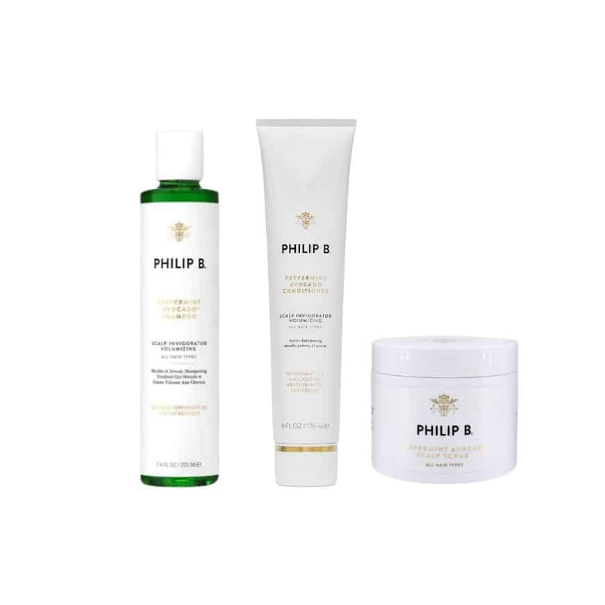 Philip B Peppetmint Avocado Shampoo 220ml + Conditioner 178ml + Scalp Scrub 236ml